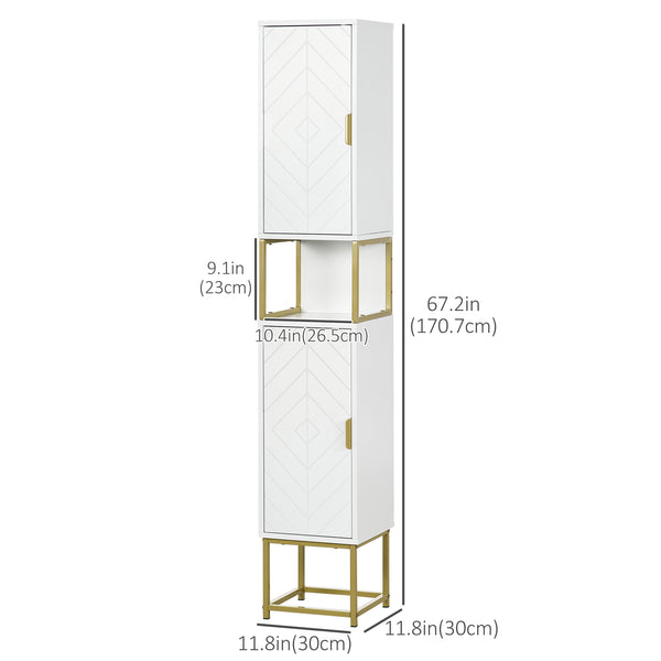 Armoire de rangement haute pour salle de bain, étagère réglable, blanc