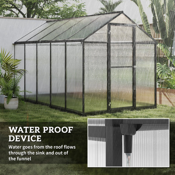 Polycarbonate garden greenhouse, anthracite grey