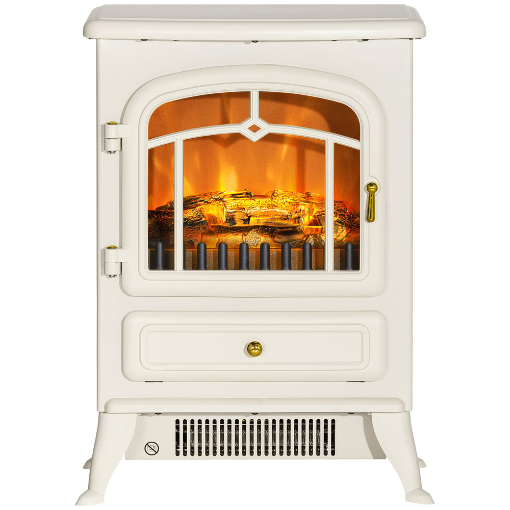 Cheminée électrique autonome beige de 40 cm avec flamme à bois 750/1500 W