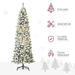Sapin de Noël givré et pré-éclairé de 7,5 pieds