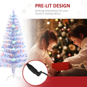 Sapin de Noël artificiel blanc de 5 pieds pré-éclairé en fibre optique LED