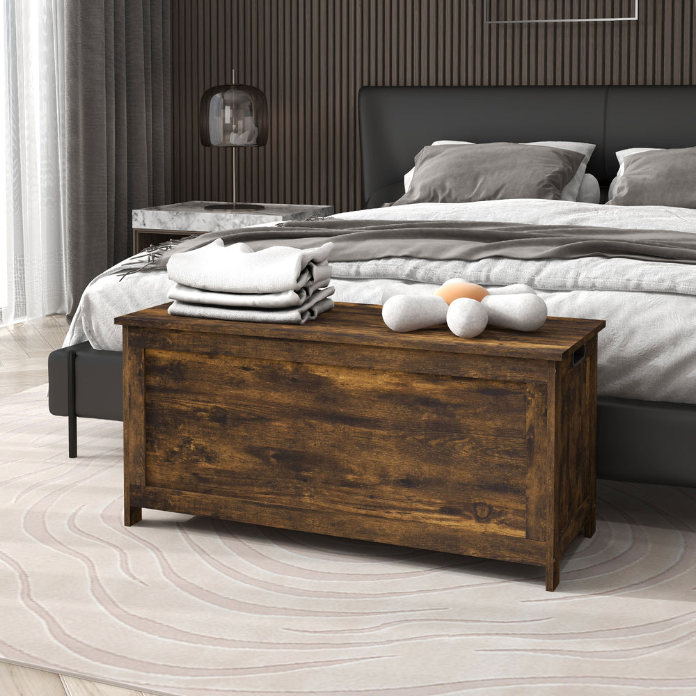 Coffre de rangement avec 2 charnières de sécurité, marron rustique