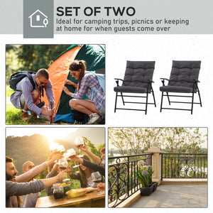 Ensemble de 2 chaises pliantes d'extérieur avec dossier réglable, grises