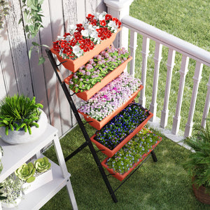Jardinière surélevée à 5 niveaux avec pots de fleurs et trous anti-fuites