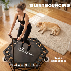 Mini trampoline pliable avec barre de soutien ajustable et capacité de 400 lb
