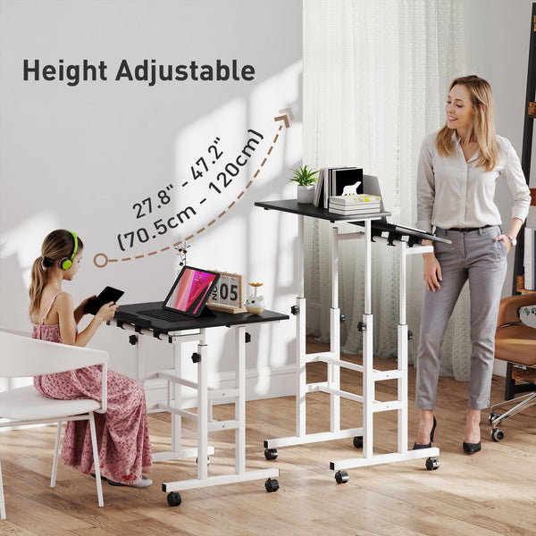 Sit-stand desk with casters, black