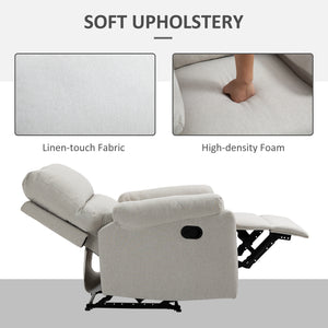 Fauteuil inclinable manuel avec repose-pieds et assise rembourrée, blanc crème