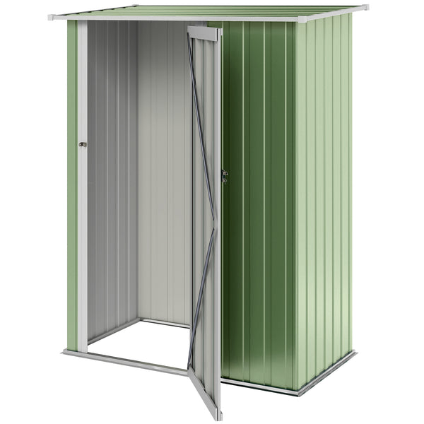 Abri de jardin en métal avec toit incliné et porte verrouillable pour outils, vert clair