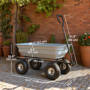 Steel Garden Cart with Handle and 10" Pneumatic Tires, Utility Wagon Cart for Garden Patio Lawn, 551lbs Capacity, Gray