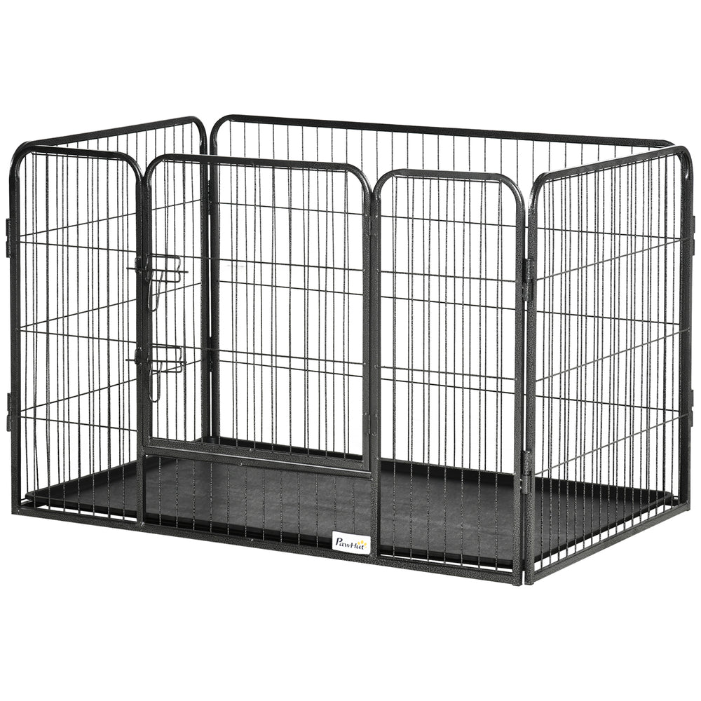 4-Panel Pet Playpen with Double-Latch Door, Grey