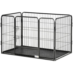 4-Panel Pet Playpen with Double-Latch Door, Grey