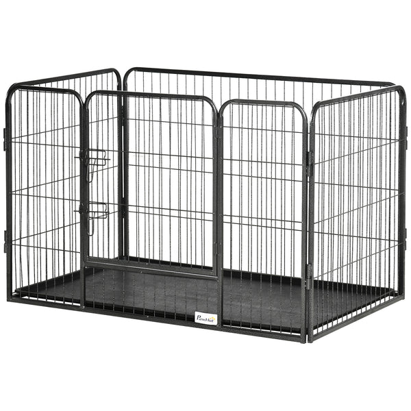 4-Panel Pet Playpen with Double-Latch Door, Grey