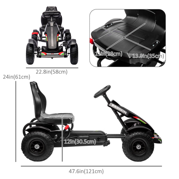 Children's pedal go-kart, black