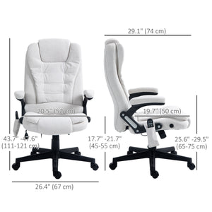 Reclining massage office chair, white