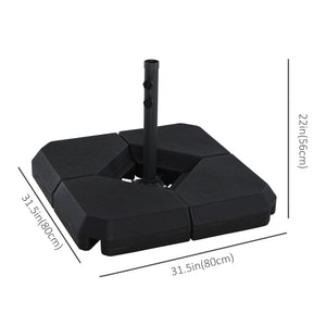 Pied de parasol avec 4 poids en plastique lestables, noir