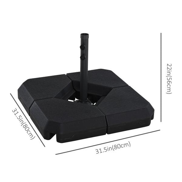 Pied de parasol avec 4 poids en plastique lestables, noir