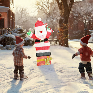 Père Noël illuminé de 90 cm avec 97 LED, piquets et attaches zippées