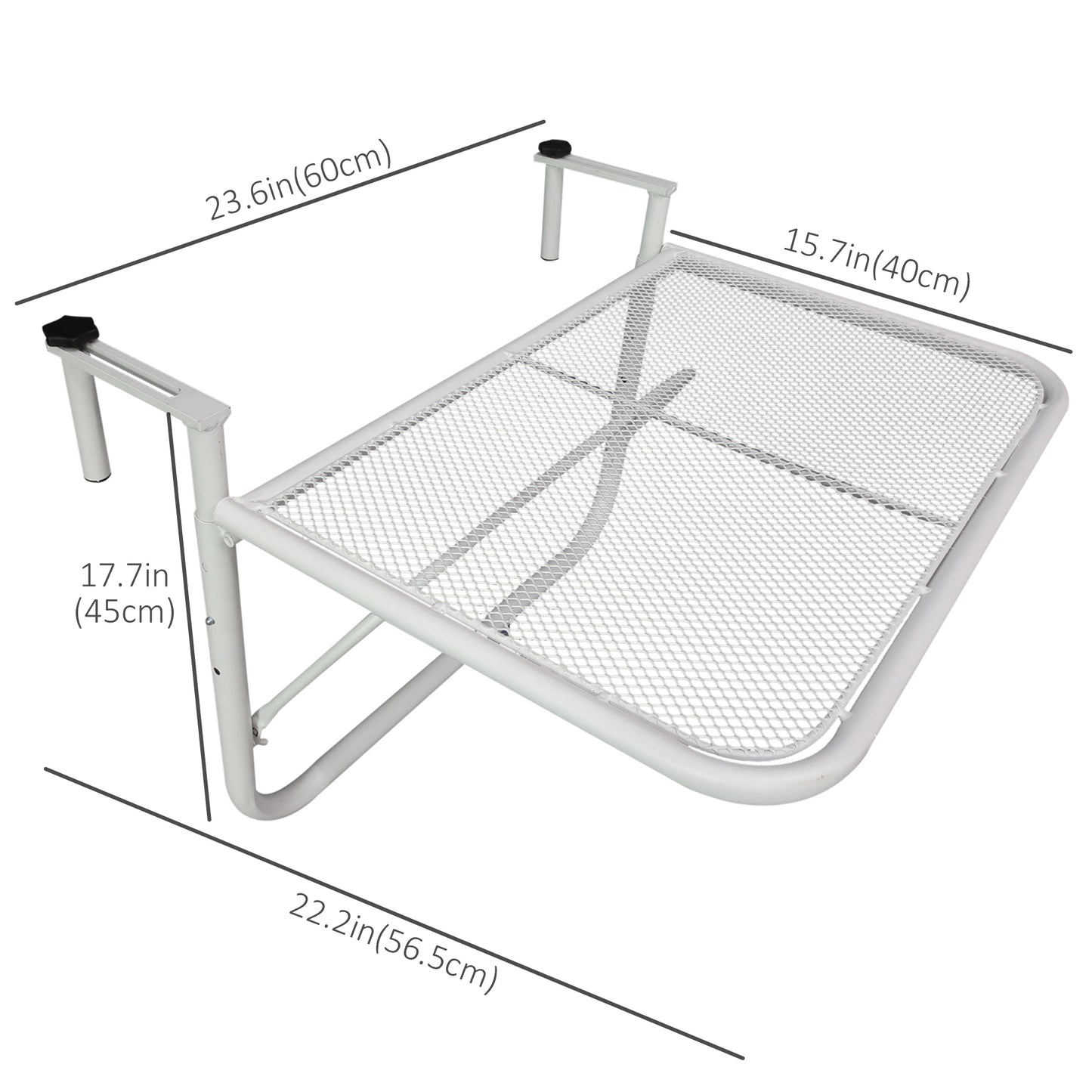 Table de balcon réglable en métal, pour balcon extérieur, blanche