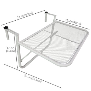 Table de balcon réglable en métal, pour balcon extérieur, blanche