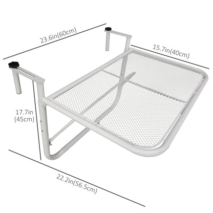 Table de balcon réglable en métal, pour balcon extérieur, blanche