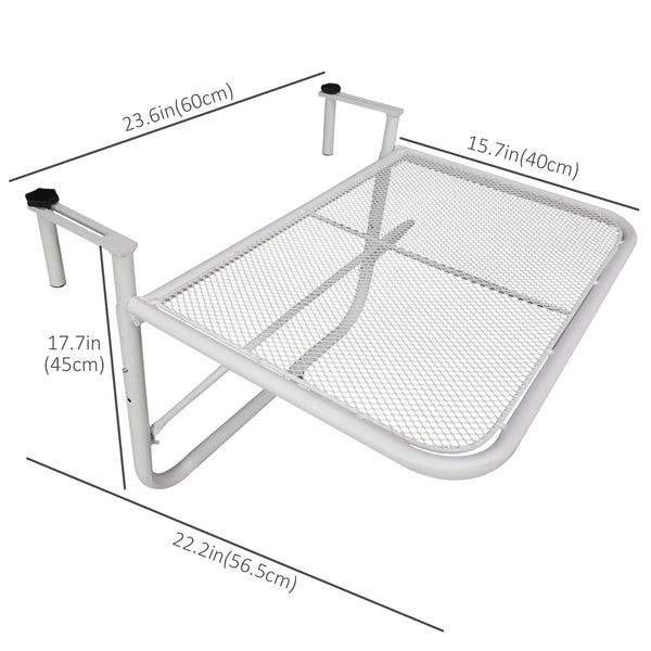 Table de balcon réglable en métal, pour balcon extérieur, blanche