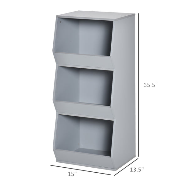 Storage unit with 3 shelves, gray