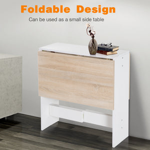 Table de salle à manger pliante en bois, blanc/chêne
