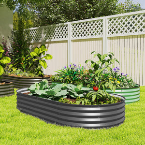 Jardinière d'extérieur surélevée en acier galvanisé avec tuteur en métal, gris foncé