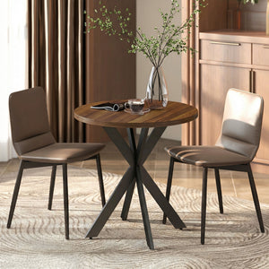 Table de salle à manger 29" ronde contemporaine avec pieds en acier, noyer