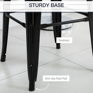 Set of 4 industrial-style metal bar stools, black