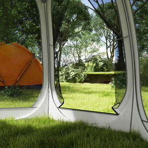 Tente moustiquaire pliable avec sac de transport et 2 portes, blanc crème