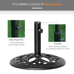 Support de parasol pour terrasse, compatible avec mât de 3,8 cm de diamètre et 5,1 cm de diamètre, noir