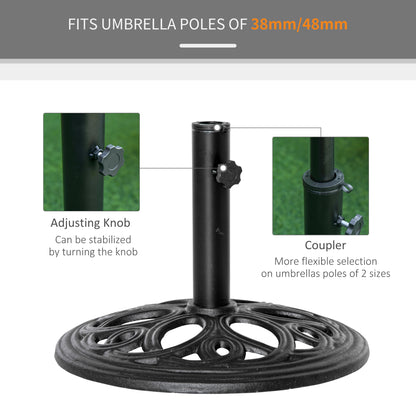 Support de parasol pour terrasse, compatible avec mât de 3,8 cm de diamètre et 5,1 cm de diamètre, noir