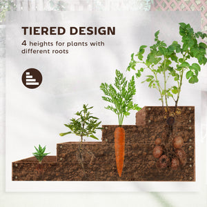 Jardinière surélevée à 4 niveaux verticale en bois avec doublure pour légumes, fleurs et herbes aromatiques, marron foncé
