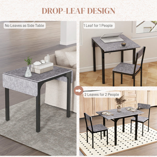 Ensemble pliantes table et chaises pour 2 personnes, gris