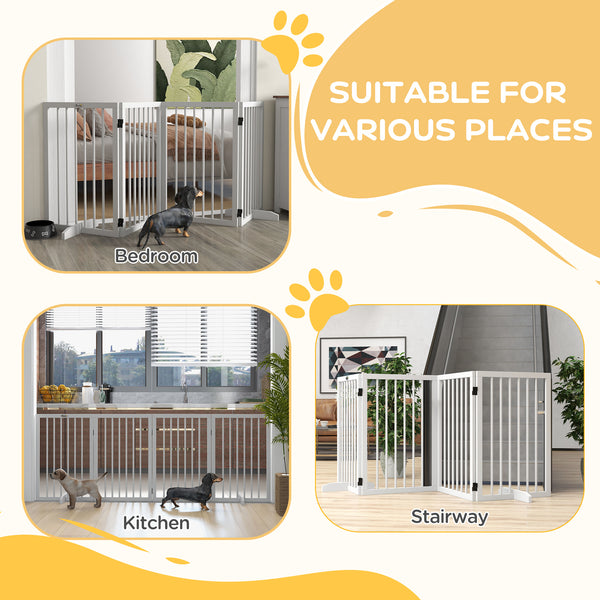 Barrière pour animaux de compagnie autoportante, blanche