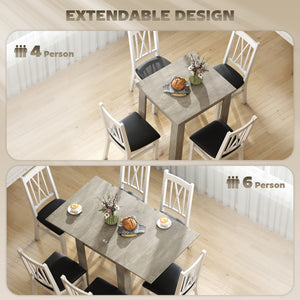 Table de salle à manger extensible 55" pour 4 à 6 personnes, grise