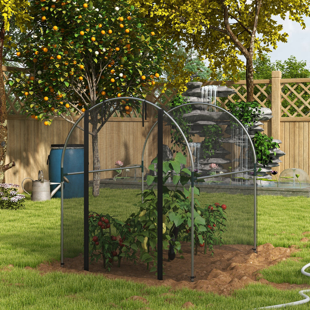 Grow cage with roll-up zippered door