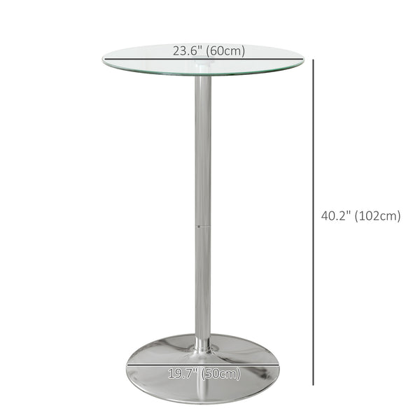 High bar table with tempered glass top