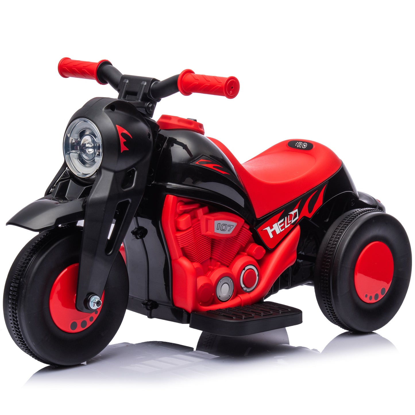 Moto électrique pour enfants, voiture à bulles 6 V avec phare LED, musique, pédale, pour 2 à 5 ans, noire et rouge