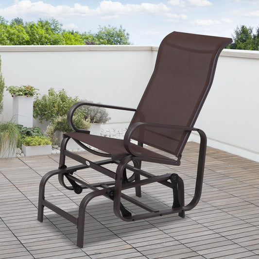 Fauteuil de jardin en tissu maille respirant, siège à bascule pour patio, cour, porche, marron