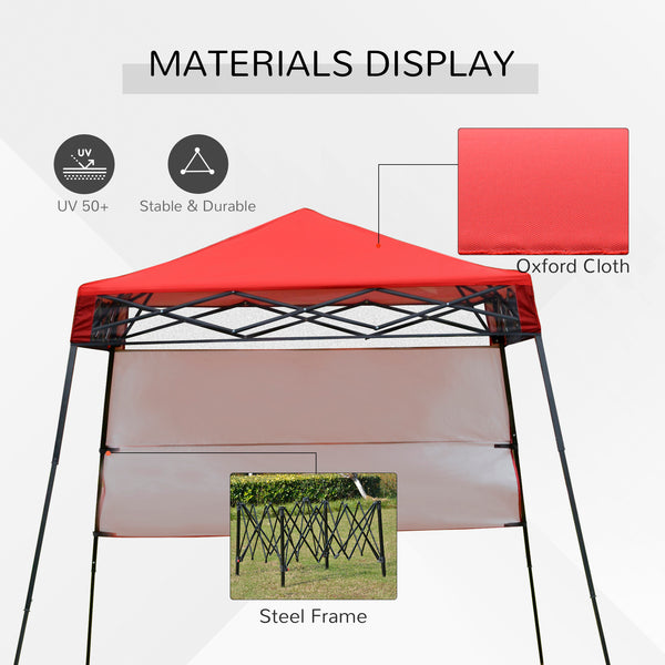 Toit de jardin pliable 7 x 7 avec sac à dos et pieds réglables, rouge et noir