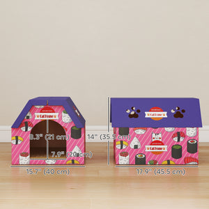 Maison à chat avec griffoir, rose