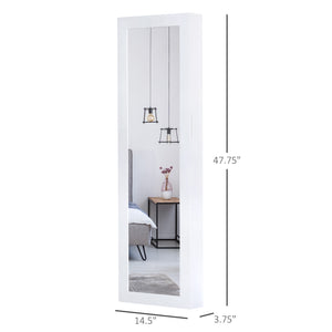 Armoire à bijoux avec miroir pleine longueur, blanc