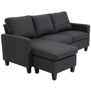 Canapé sectionnel moderne avec pouf, gris foncé