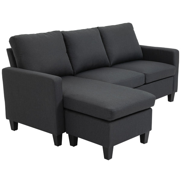 Canapé sectionnel moderne avec pouf, gris foncé