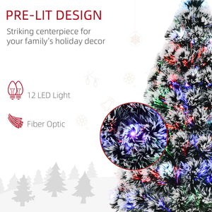 Sapin de Noël pré-éclairé à fibre optique LED de 3 pieds avec support
