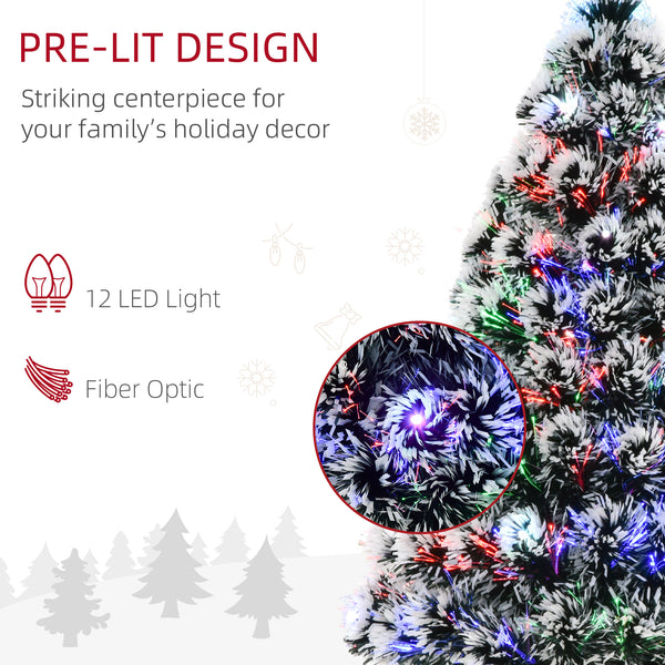 Sapin de Noël pré-éclairé à fibre optique LED de 3 pieds avec support