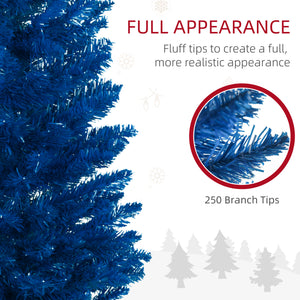 Sapin de Noël artificiel bleu mince de 5 pieds