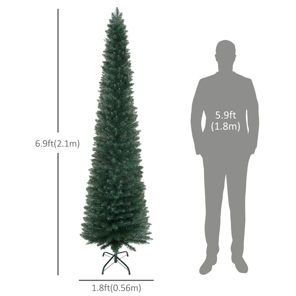 Sapin de Noël artificiel vert de 7 pieds avec support pliable noir
